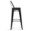Industrial Metal Barstool with Curved Slatted Back, Footrest, and Cross Brace, Set of 2 for Kitchen, Bar, or Condo - 3 of 4