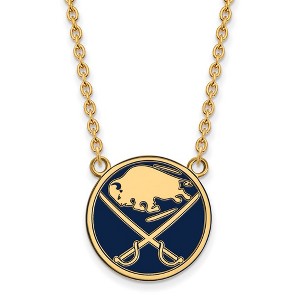 Black Bow Jewelry 14k Yellow Gold Plated Sterling Silver Buffalo Sabres NHL Necklace 18 Inch - 1 of 4