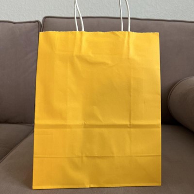 Blue Panda 25-Pack Yellow Gift Bags with Handles - Medium Size Paper Bags for Birthday, Wedding, Retail (8x3.9x10 in)