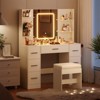 Vanity Desk with Mirror, Light, Chiar and Power Outlet, Makeup Table with 7 Drawers, 3 Lighting Modes Brightness - 2 of 4