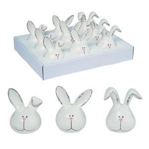 Transpac Dolomite 4.5 in. White Easter Bunny Heads in Display Set of 9 - 1 of 2