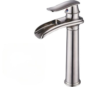BWE Waterfall Single Hole Single Handle Bathroom Vessel Sink Faucet With Drain Assembly - 1 of 4