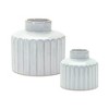 HomeRoots Set of Two White Ribbed Round Porcelain Table Vase - 4 of 4