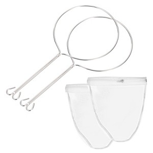 Unique Bargains Stainless Steel Reinforced Frame Sturdy Handle Nylon Mesh Strainer Bag 2 Sets - 1 of 4