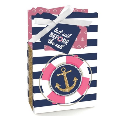 Big Dot of Happiness Last Sail Before the Veil - Nautical Bridal Shower and Bachelorette Party Favor Boxes - Set of 12