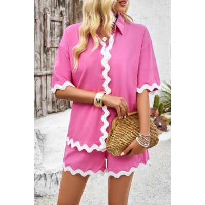I am a Fashion Junky Wave Interlaced Linen Loose Fit Shorts Sets