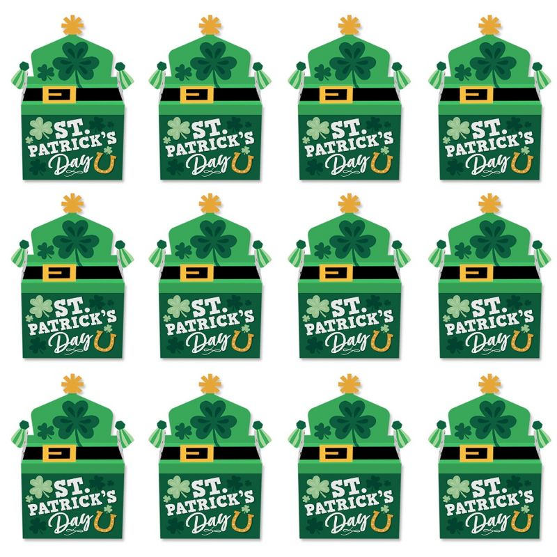 Big Dot of Happiness Shamrock St. Patrick's Day - Treat Box Party Favors - Saint Paddy's Day Party Goodie Gable Boxes - Set of 12, 5 of 9