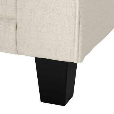 Buttercream Microfiber Rolled Arm Loveseat with Wood Frame