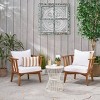Phipps 3pc Acacia Wood Club Chair and Table Set - Teak/White - Christopher Knight Home: Weather-Resistant, with Cushions - 2 of 4
