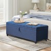 Alilang 55.3 Inch Long Storage Ottoman Storage Bench with Flip Top Chest and Padded Seat Bed Stool Hallway Living Room or Bedside-Blue - image 2 of 4