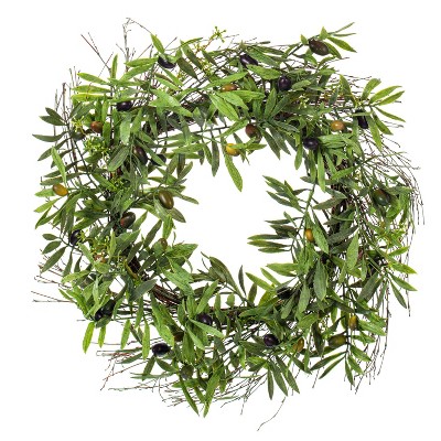 Primrue Ansuma 24 Green Handmade Faux Olive Polyester Wreath & Reviews