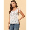 Allegra K Women's Sleeveless Casual Bow Tie Decor Strap Chiffon Floral Tank Tops - 4 of 4