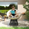 Outsunny 39" Outdoor Papasan Chair with Side Tray, 360° Swivel Overstuffed Circle Chair with Thickened Cushion, Steel Frame for Indoor, Patio, Beige - 3 of 4