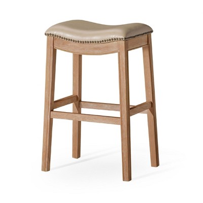 Maven Lane Adrien Saddle Barstool with Vegan Leather Upholstery