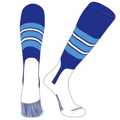 PEAR SOX OTC Baseball Softball Stirrup Socks (E, 7in) Royal, Sky Blue, White