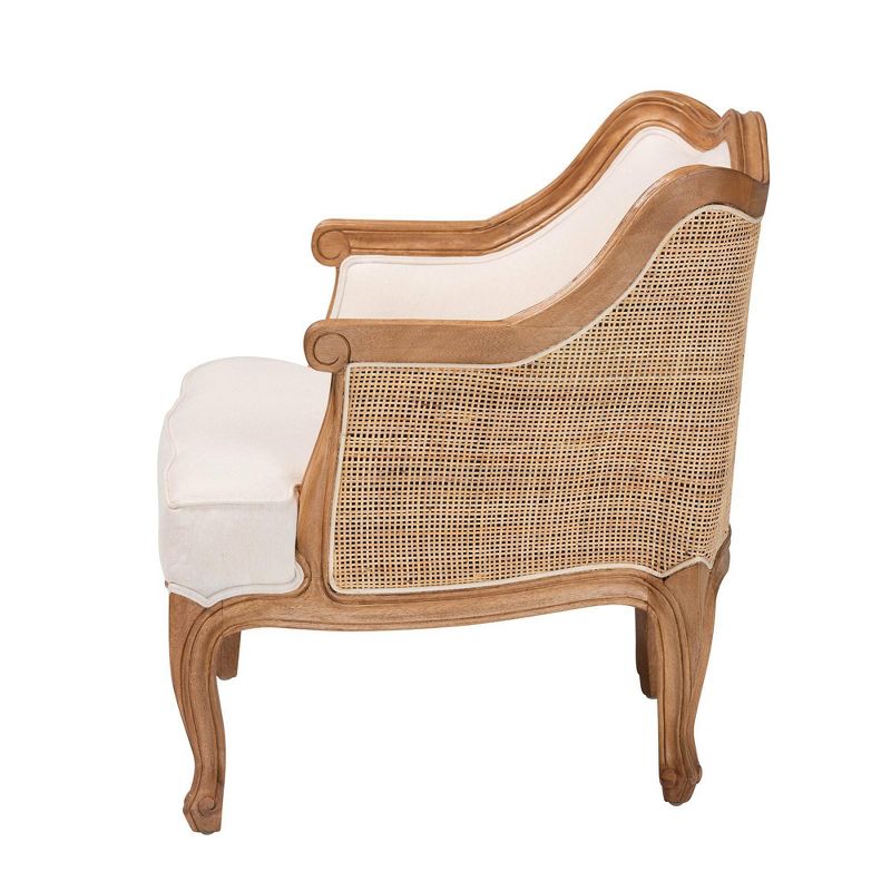 bali &#38; pari Sylvestra Fabric and Wood Low Seat Accent Chair Beige/Honey Oak, 4 of 10