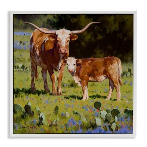 Stupell Industries Baby Calf Longhorn Cattle Scene Black Framed Giclee Art - 1 of 4