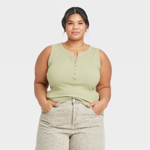 Women's Henley Tank Top - Universal Thread™ - 1 of 3