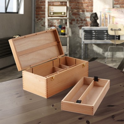 Large Beechwood Artist Tool Box with Drawer and Dividers