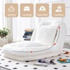 Vynxaria Off-White Plush Fabric Folding Floor Chair Set of 1 with 5 Adjustable Positions 90 to 180 Degree Backrest Iron Frame Gaming Meditation Ready - 3 of 4