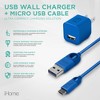 iHome Single Port USB Wall Charger Block, 5FT Micro USB Charging Cable, Lightweight & Portable, Blue - 2 of 4