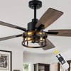 Bella Depot 52" Black Industrial Caged Ceiling Fan with Light and Remote for Living Room - 2 of 4