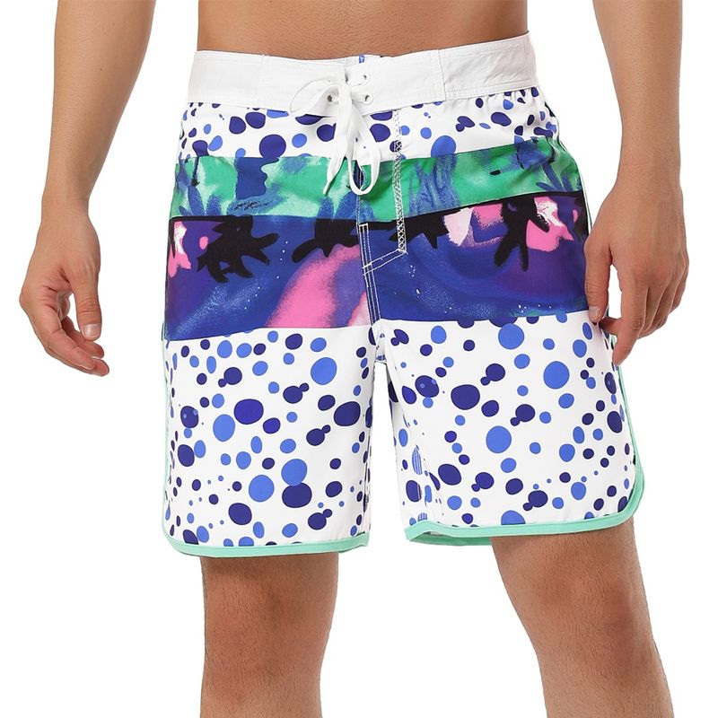 Lars Amadeus Men's Summer Contrast Color Drawstring Waist Swim Shorts, 1 of 7