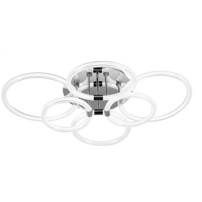 HANPURE Modern LED Ceiling Light, Dimmable Flush Mount, 6-Ring Acrylic Fixture for Bedroom, Living Room, Kitchen, Office (6 Heads)