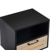 NicBex Mid-Century Side Table for Bedroom Modern Wooden Nightstand with Rattan Drawer - 4 of 4