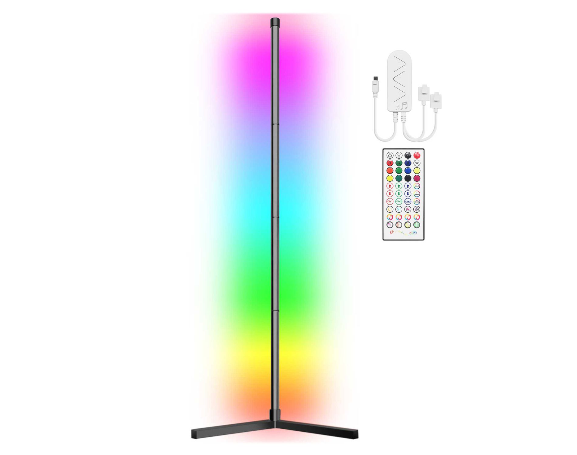 eco4life 61-In. RGB Color-Changing Modern Wi-Fi® Aluminum Corner Floor Lamp with PVC Shell in Black