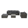 GlasFlength 6PCS Patio Seating Rattan Furniture Set Sectional Sofa Cushioned Garden, Tempered Glass Table, Grey, 28.94"*28.55"*24.8" - 2 of 4