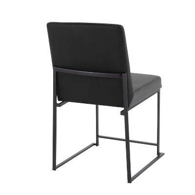 Elegant High Back Fuji Dining Chairs in Black Velvet and Steel