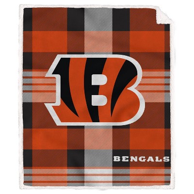 Nfl Cincinnati Bengals Plaid Steel Royal Plush Faux Shearling Blanket ...