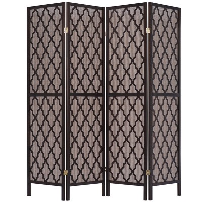 4 Panels Screen Room Divider Rattan Cane Webbing Insert With Decorative ...