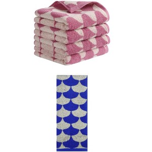 REGALWOVEN 5 Pack Cotton Soft Absorbent Geometric Pattern Hand Towels 13" x 29" - 1 of 4