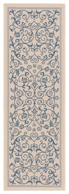Handmade Rectangular Natural/Blue Synthetic Easy Care Rug