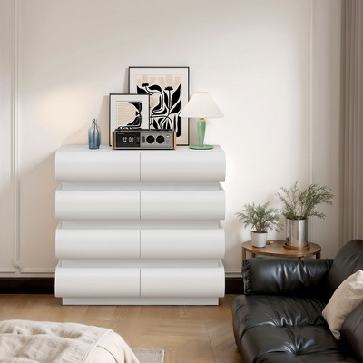 NicBex Modern 8-Drawer White Bedroom Dressers No Handle,Chest of Drawers for Bedroom,Entryway,Wooden Dresser Chest