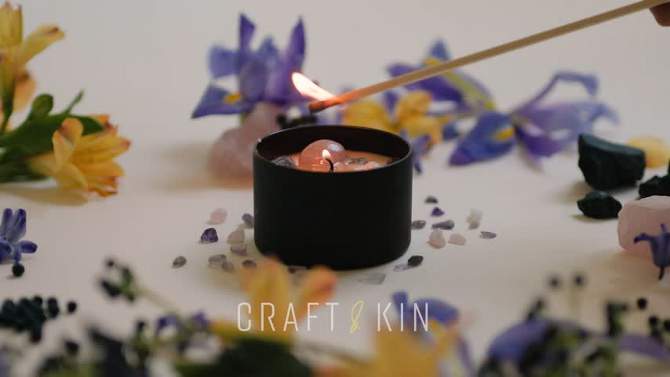 Craft & Kin Wood Wick, All-Natural Soy Aromatherapy Candle in Frosted Glass Jar , 2 of 8, play video