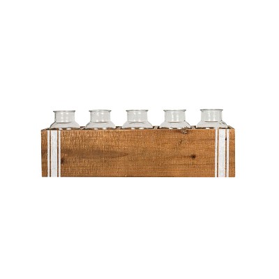 Ticking Stripe 5 Bud Vase Holder Glass, Wood & MDF by Foreside Home & Garden