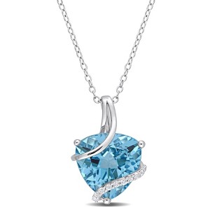 EVERLY JEWELRY | Sterling Silver 6 7/8ct TGW Sky Blue and White Topaz Heart Pendant with Chain, 18 inc - 1 of 4