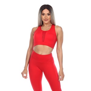 Women's Racer Back Sports Bra Black - White Mark - 1 of 4
