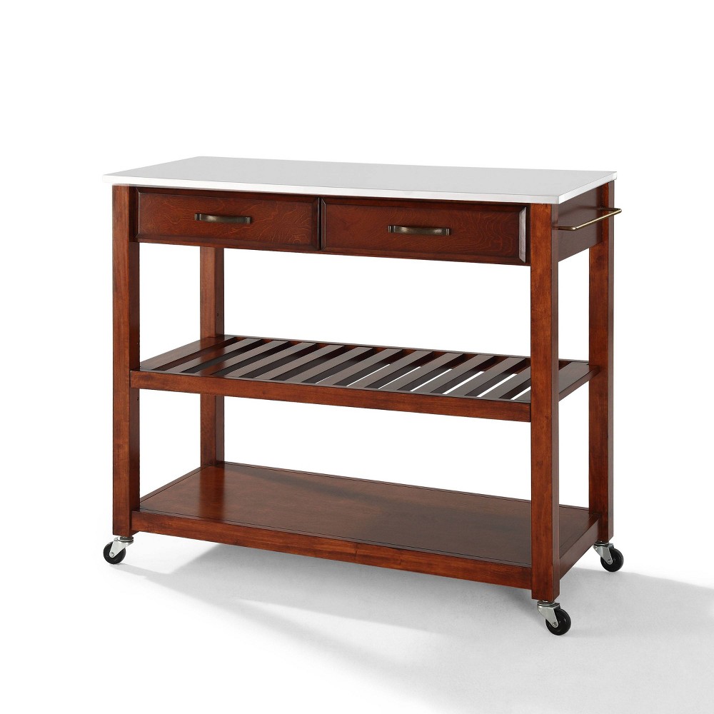 Photos - Other Furniture Crosley Granite Top Kitchen Prep Cart Cherry  