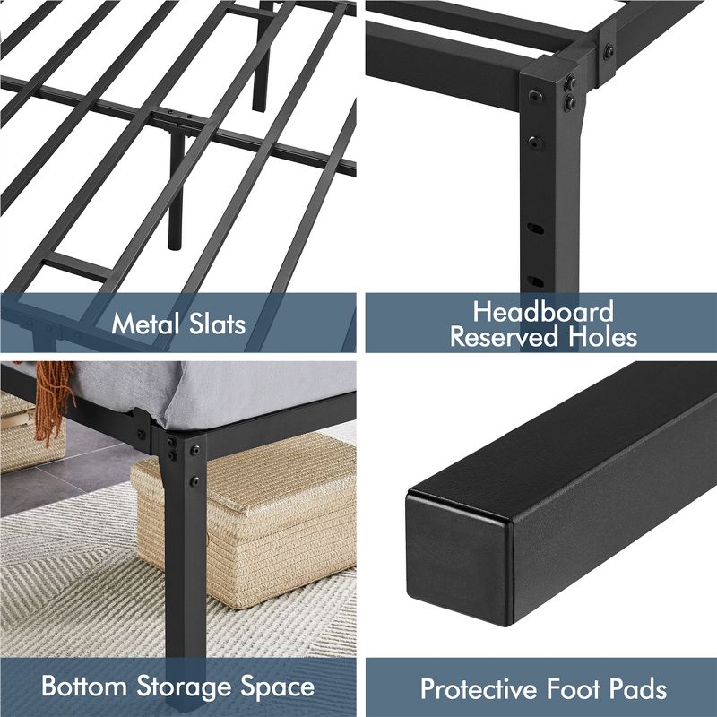 Yaheetech Metal Platform Bed Frame with Heavy Duty Steel Slat Support, 4 of 9