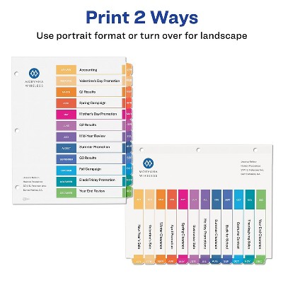 Multicolor Paper A-Z Tabbed Dividers with Perforation