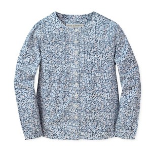 Hope & Henry Girls' Pleated Button Down Blouse (Blue Ditsy Floral, 3-6 Months) - 1 of 4