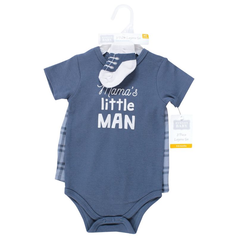 Hudson Baby Infant Boy Bodysuit, Short and Sock, Mamas Little Man, 2 of 5