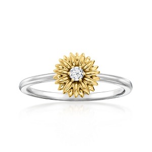 Ross-Simons 14kt Yellow Gold and Sterling Silver Sunflower Ring