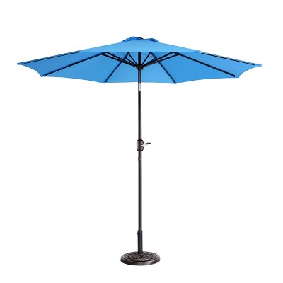 Nature Spring Auto Tilt Hand-Crank Patio Umbrella - 9', Blue
