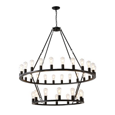 BAOURE 5 Light Black Farmhouse Kitchen Island Lighting Industrial Linear Chandelier for Dining Room