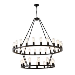 BAOURE 5 Light Black Farmhouse Kitchen Island Lighting Industrial Linear Chandelier for Dining Room - 1 of 4